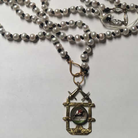 VINTAGE INTAGLIO WITH LONG PEARLS