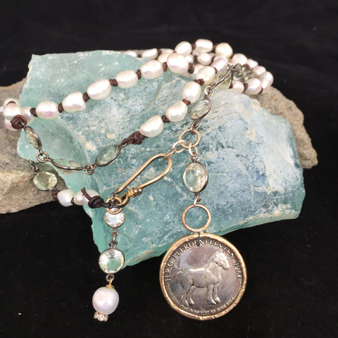 Horse Coin with Green Amethyst