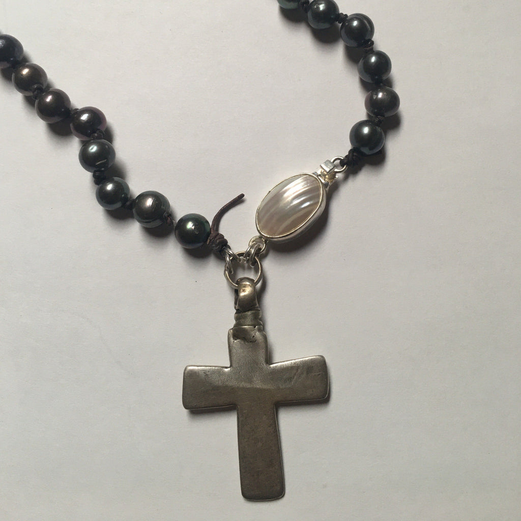 COPTIC CROSS WITH PEACOCK PEARLS
