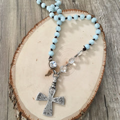 Aquamarine Coptic Cross Necklace