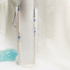 BLUE CHALCEDONY AND PEARL NECKLACE