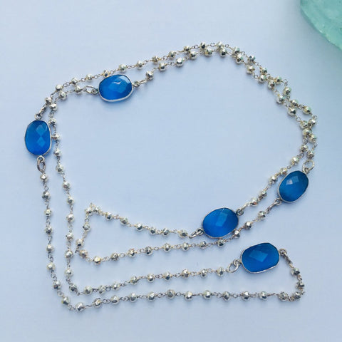 Pyrite and Blue Chalcedony Necklace