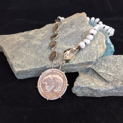 Silver Bicentennial Bear Necklace