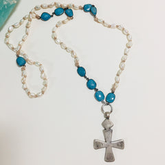 Turquoise Coptic Cross