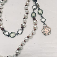 Pearl and Green Amethyst Necklace
