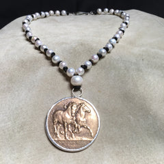 Vintage horse Medal Necklace