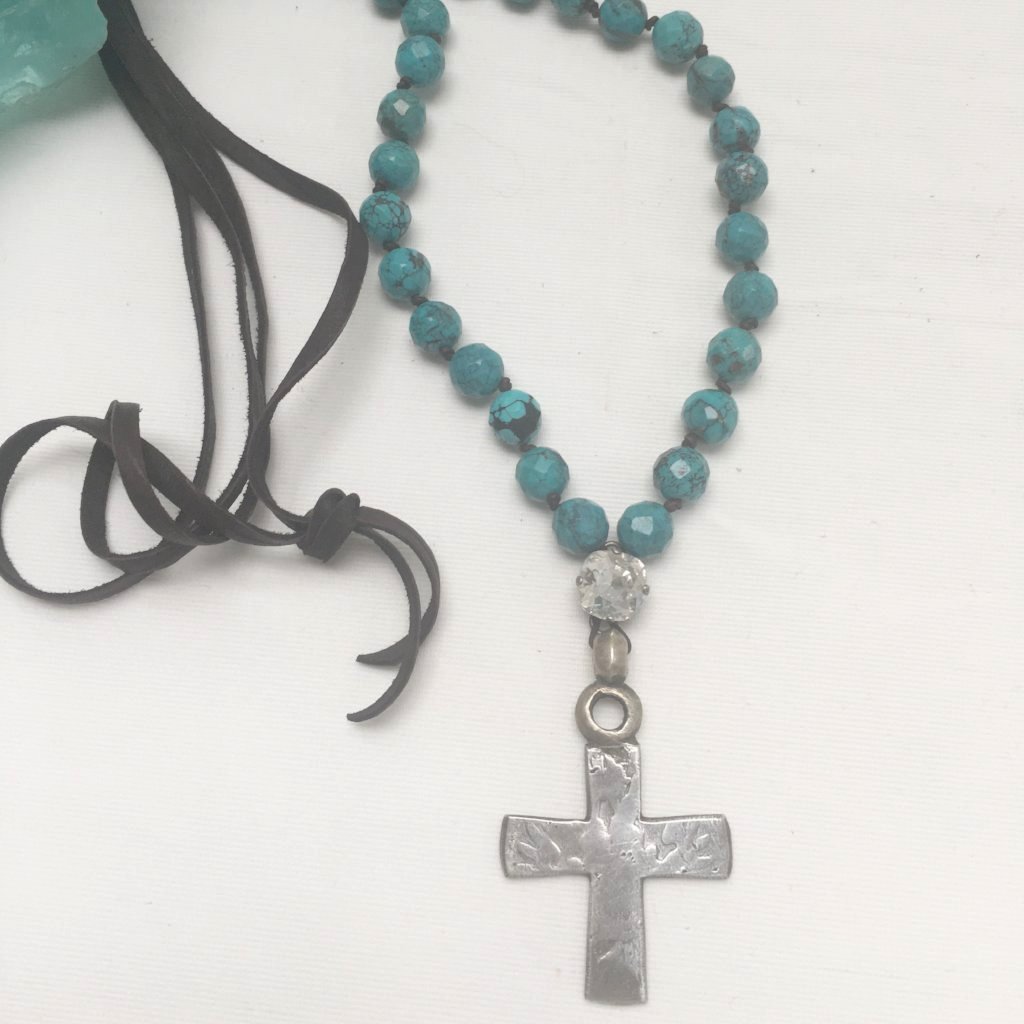 Turquoise Coptic Cross Necklace