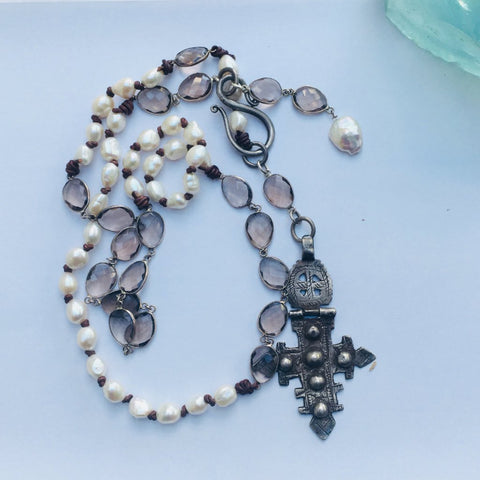 Smokey Topaz Coptic Cross
