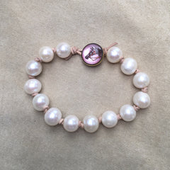Pink Intaglio Button Bracelet