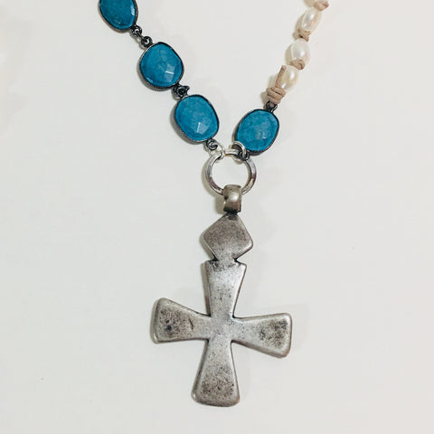 Turquoise Coptic Cross