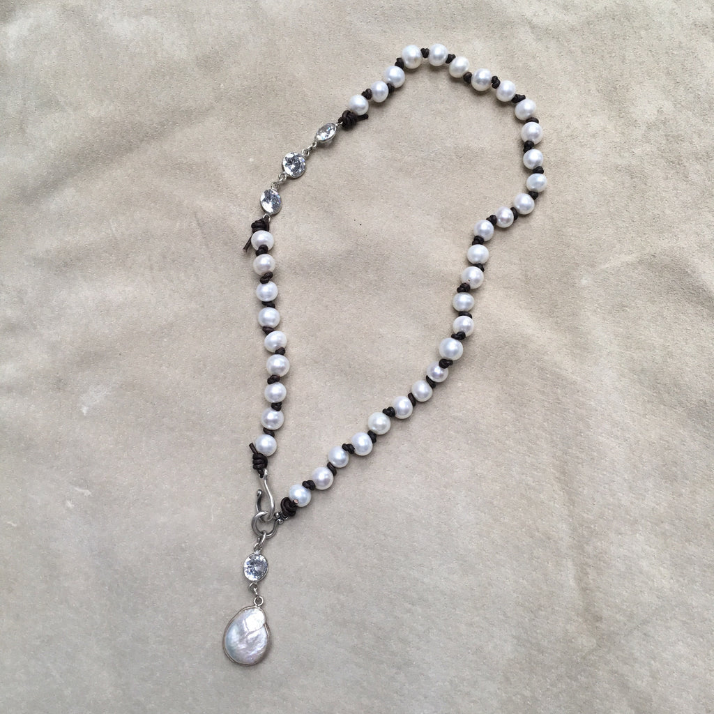 Pearl and Leather Choker