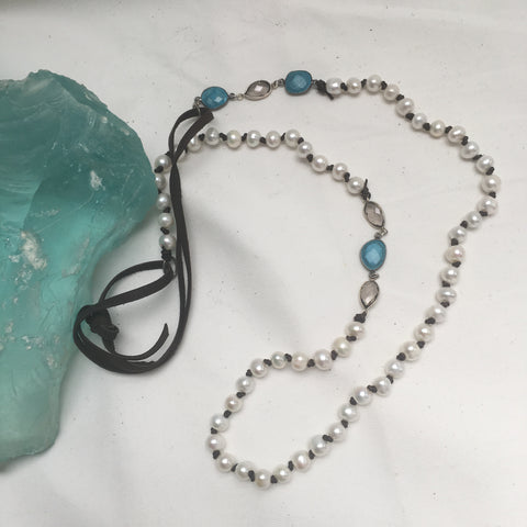 Smokey Topaz and Turquoise Necklace