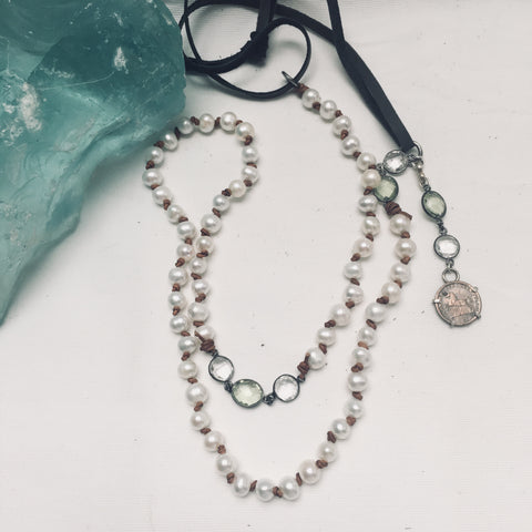 Pearl and Green Amethyst Necklace